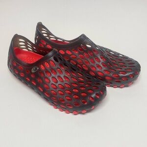 Men's Black and Red Boat Shoes